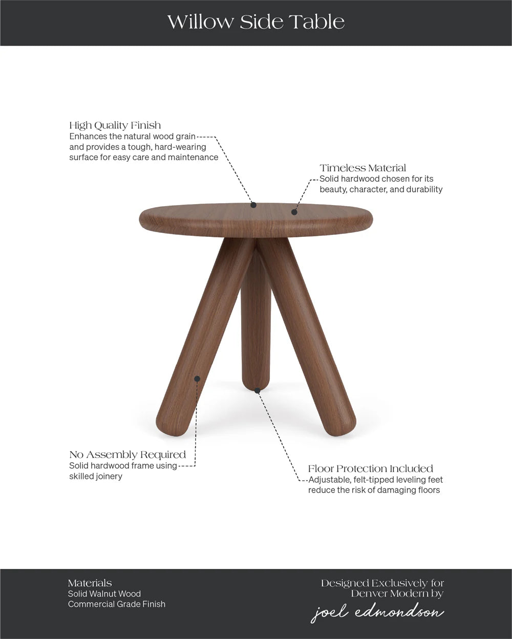 Table d'appoint en saule