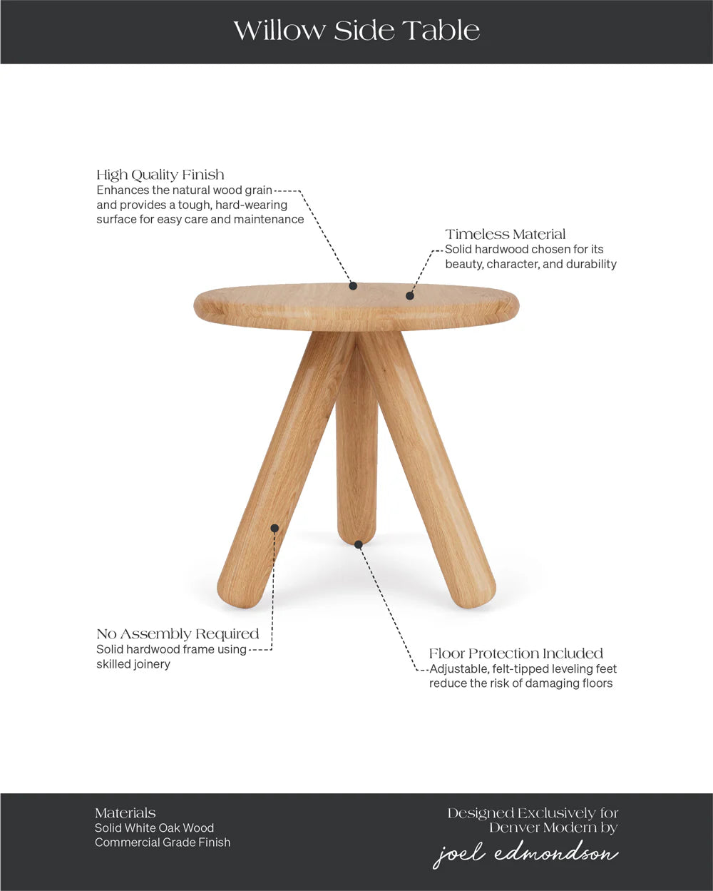 Table d'appoint en saule